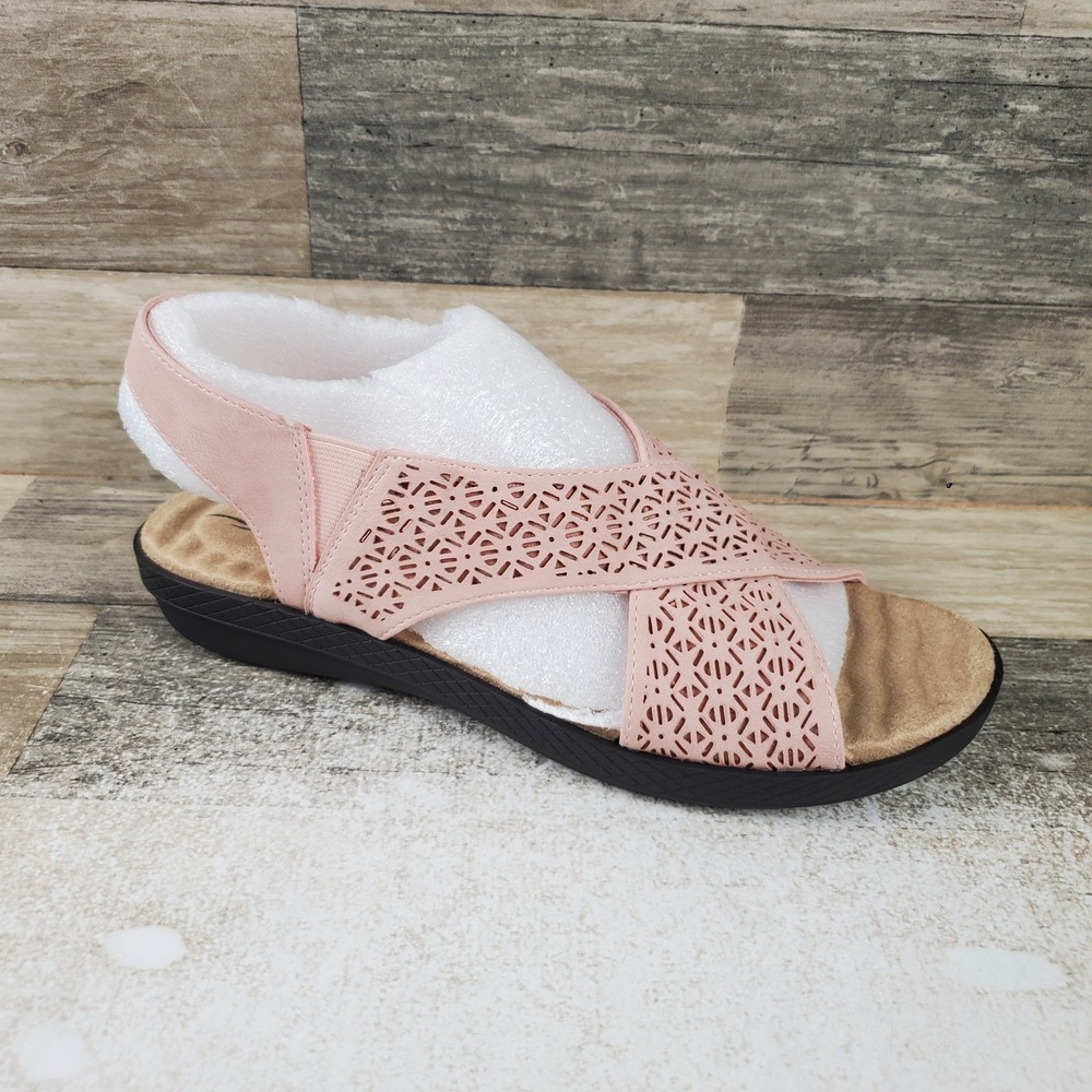 Easy Street Claudia Womens Sandal Sz 8.5 M Blush Gore Cut Out Slingback Open Toe